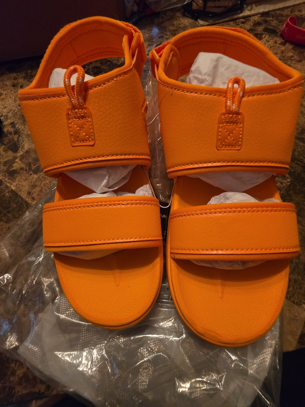 Womens Bright Orange Hook-and-Loop Sport Sandals - Picture 5 of 7